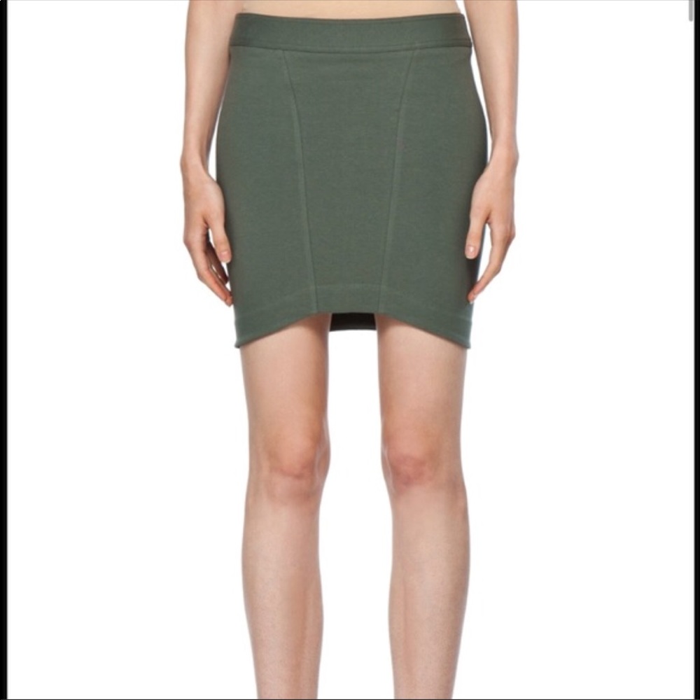 Helmet Lang Olive/Taupe Seamed Zipper Mini Skirt S - Picture 3 of 8